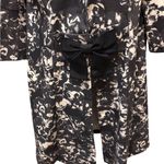 Joseph Ribkoff  Lightweight Trench Coat W/Bow 14 Black Cream Unlined Bell Sleeve Photo 5