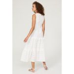 Slate + Willow White Lace Eyelet Sleeveless 100% Cotton Midi Dress Size Medium Photo 1