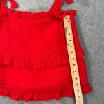 Altar'd State Tie Shoulder Tiered Ruffle Tank Top Size Medium Red Gauze Cropped Photo 2