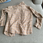 RSQ  Tan and Brown Plaid Flannel Long Sleeve size medium Photo 2