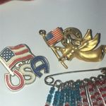 Lot of 7 Red White Blue Stripes & Stars American Flag Pins Brooches Photo 5