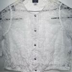 Lark Lane Women’s White Sheer Lace Button Photo 7