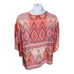 kim rogers  Women Sheer Peasant Top Blouse Plus Size 2X Orange Multicolor Print Photo 5