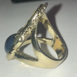 Vintage Gold Tone and Blue Egyptian Revival Statement Ring Size 8 Photo 3