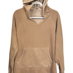 Aerie Womens Sz L Tan Brown Oversized Distressed V Neck Pullover Hoodie Comfy Photo 0
