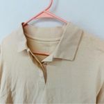 American Eagle  Short Sleeve Polo Cropped Shirt Woman’s Size XS Light Pink Cream Photo 2