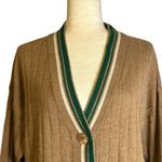 Monrow Wool Cashmere Varsity Camel Lounge Cardigan Sweater Size Small HJ0208 Photo 3