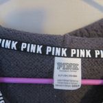 PINK - Victoria's Secret  fleece hoodie quarter zip sweater in gray, black and silver size small. Photo 6