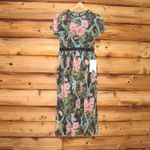 Mac Duggal  9149 Womens Floral Illusion Cap Sleeve Midi Dress Photo 4