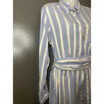 GANT Rugger Shirt Dress Womens Large Blue White Striped Belted Button Front Photo 3