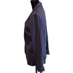 Chico's  Women’s 1 US 8/10 Blazer Jacket Blue White Stripe Faux‎ Pearl Buttons Photo 5