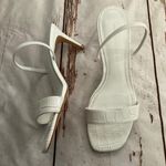 ZARA ALLIGATOR EMBOSSED WHITE STRAPPY HEELED SANDALS Photo 0