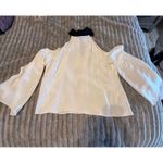 Ramy Brook  White Cold Shoulder Mock Neck Tie Back Bell Sleeve Blouse Top M Photo 2