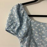 LA Hearts Pacsun/ Blue Floral Puff Short Sleeve Open Top With Front Tie Bows XS Photo 8