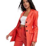 ASOS DESIGN premium Red leather waisted suit blazer size 14 Photo 0
