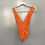 Free People NEW  HAH Burnt Orange Comin' in HAHt Lace Floral Romantic Bodysuit S Photo 2