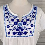 ANANDAS COLLECTION Boho Embroidered Blouse White/Blue Photo 1