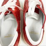 Saint Laurent Skate Red Glitter Sneakers Lace Up Low Top Size 37 Photo 4