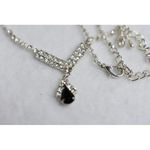 Source Unknown Glamorous Bride/Bridesmaid Drop Black Pendant Clear Rhinestone Link Y2K Necklace Photo 3