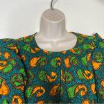 Royal Native green yellow 100% cotton ruffle puff sleeves sz S Photo 2