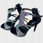 NWT Eldof Elegant Black Rhinestone High Heel Sandals Sz 7 Photo 7