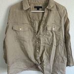 INC Khaki Linen Shirt Tan Size L Photo 0