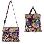 Vera Bradley Crossbody Bag Purple Plum Crazy Floral Convertible Colorful Tote Photo 1