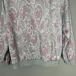 Vintage Paisley Sweatshirt Polo Women Gray‎ Metallic Pink Long Sleeve Medium Top Gray Photo 5