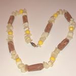 Vintage Puka Shell & Wooden Beaded Yellow Beads Boho Retro Necklace Photo 2