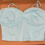 NWT tigermist lace trim corset boning detail crop tank top cyan xs Photo 0