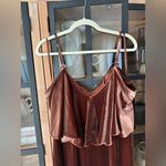 Revelry Riley Convertible Velvet Dress gown rust off shoulder maxi fit flare Orange Size 14 Photo 2