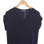 ZARA W&B Collection Womens V-Neck Cap Sleeve Midi T-Shirt Dress Black Small Photo 1