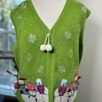 Reference Point NY Large Christmas Sweater Vest Zipper Snowman Green Snow Size XL Photo 0