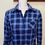 Delia's Delia’s blue plaid pocket long sleeve flannel shirt Photo 1