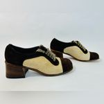 60s/70s Joseph Larose Mod Patchwork Oxfords, Suede/Tweed, Wooden Platform Heels Brown Size 5.5 Photo 1
