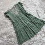 Cato New-In Sage Green Pleated Mini Dress | Linen Blend | V-Neck | Fully Lined Size M Photo 0