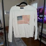Ralph Lauren  Womens Distressed American Flag Crewneck Sweatshirt Ivory Photo 1