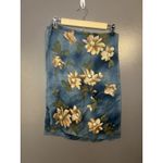 Floral Print Scarf Womens One Size Blue Sheer Lightweight Wrap Shawl Spring Photo 2