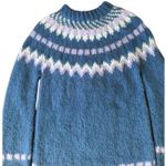 American Vintage Vintage Handknit Fair Isle Wool Sweater Blue Lavender Cream Nordic Yoke medium Photo 9