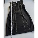 Carmen Marc Valvo Sheath Dress Womens XS Black Silver Studded Ponte Knit Keyhole Photo 11