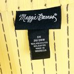 Maggie Barnes  Yellow Black Striped Long Sleeves Sheer Button Top, Size 3X Photo 2