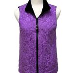 Coldwater Creek Vest Sz S Velvet Silk Reversible Zip Black Purple Quilted Mature Photo 1