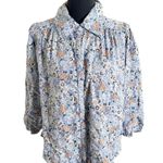 Free People  Happy Days Floral Blouse Medium Women’s Blue Photo 1