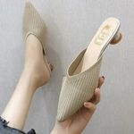 Kitten Heel Summer Mule Slide Color Sand Size 38 Tan Photo 1