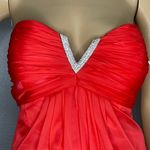 Cindy Collection USA Cindy Collection Coral Strapless Formal Dress Crystal V-neck Size XL Photo 2