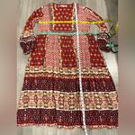 Brass & Roe Boho Long Sleeve Dress Size L Red Size L Photo 4