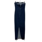 ZARA Strapless Denim Maxi Dress Blue Women’s Medium Bodycon Zipper Slit Hem Photo 4