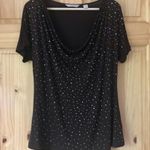 Laura Ashley  bling studded drape neck top size L Photo 8