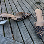 A New Day Nwt Women's Annette Satin Slingback Heels  size 7 animal print leopard Photo 0