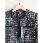 Tahari NWT Metallic Thread Tweed Fringe-Trim Blazer Jacket in Black, XS Photo 1